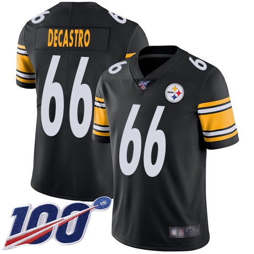 Men Pittsburgh Steelers Football 66 Limited Black David DeCastro Home 100th Season Vapor Untouchable Nike NFL Jersey